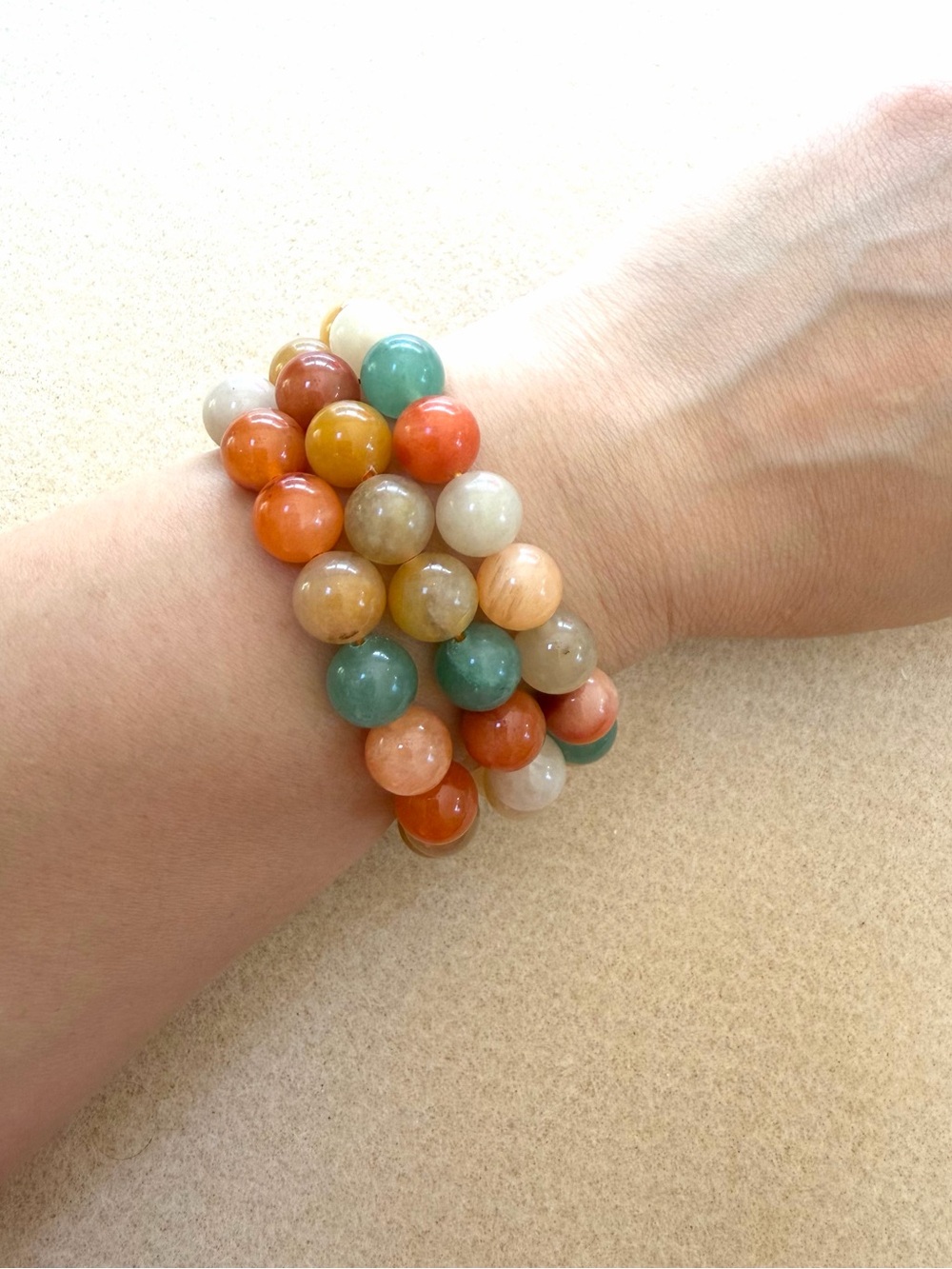 Colorful Agate Beaded Stretch Bracelet - Natural Stone